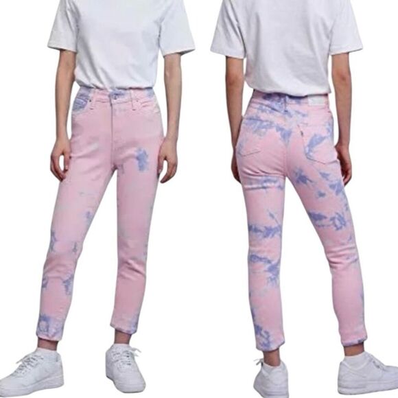 Levi’s Pink Purple Tie Dye 721 High Rise Skinny Ankle Jeans Size 20W - Picture 3 of 13
